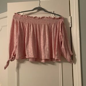 Off the shoulder stripped crop top